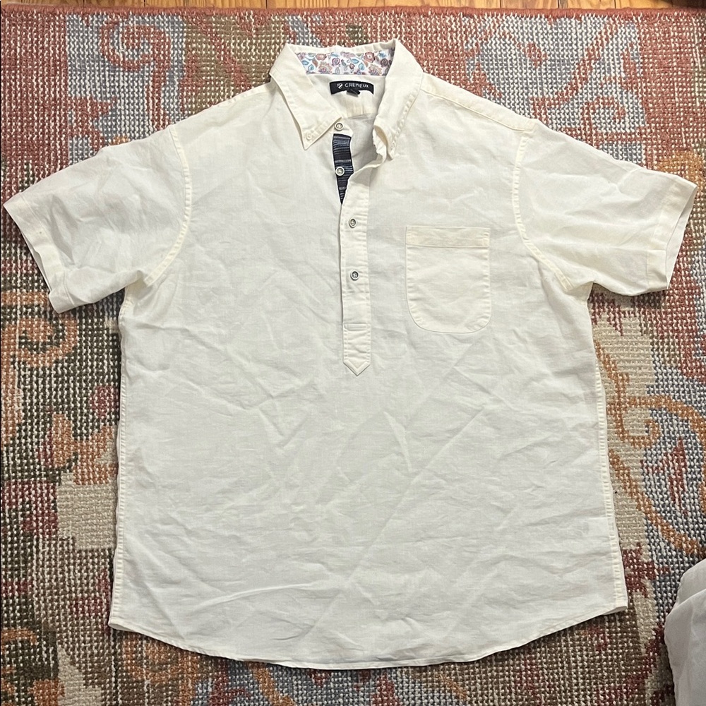 Cremieux Cream Linen Blend Short Sleeve Polo – Men’s Size XL